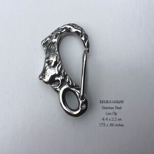 Lion Tiger Cat Clip Stainless Carabiner Keychain Wallet Chain Hook & Ring Kit